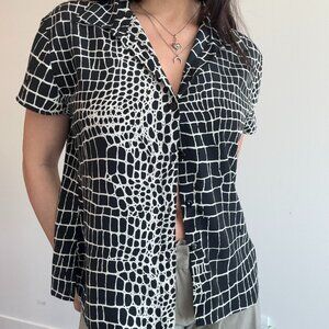 Vintage Crocodile Print Button Down